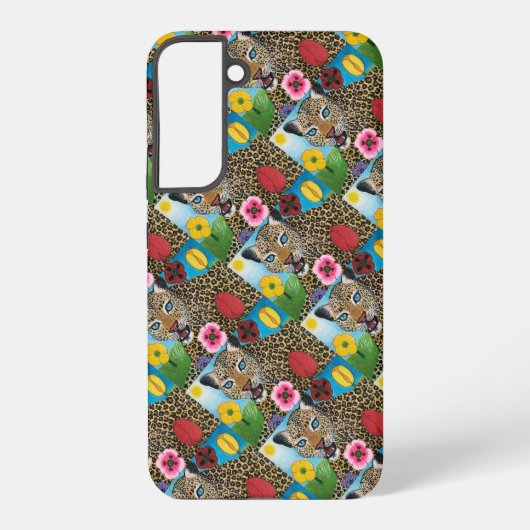 Coque Samsung Galaxy Étui de téléphone léopard et fleurs (Verso)