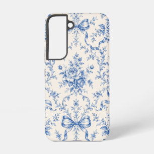 Coque Samsung Galaxy Étui de téléphone Toile Ruban Rose Rococo Bleu