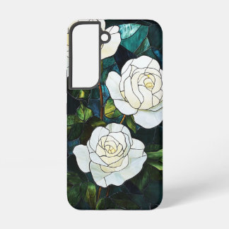 Coque Samsung Galaxy Étui effet vitrail pour Samsung, Roses blanches