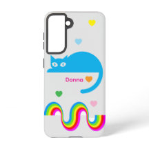 Étui Galaxy Blue Cat Rainbow Hearts – Gris