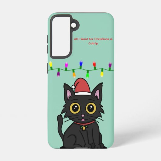 Coque Samsung Galaxy Étui Galaxy Noël Chat Noir – Vert Clair (Verso)