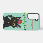 Coque Samsung Galaxy Étui Galaxy Noël Chat Noir – Vert Clair (Verso Horizontal)