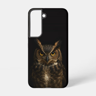 Coque Samsung Galaxy Étui Galaxy S22 Black 4 Luxe, Hibou à l'œil doré