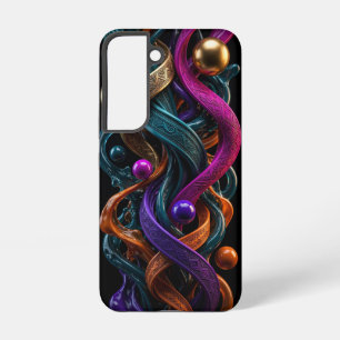 Coque Samsung Galaxy Étui iPhone 3D Liquide Or Teal Magenta