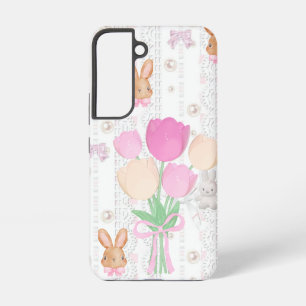 Coque Samsung Galaxy Étui pour téléphone Coquette Bunny – Blanc & Flora