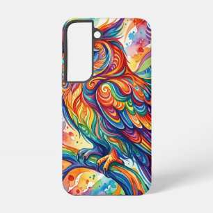 Coque Samsung Galaxy Étui Samsung Aquarelle Arc-en-ciel Chouette Abstra