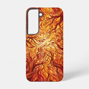 Coque Samsung Galaxy Étui Samsung Aquarelle Feu de Forêt Rouge Abstrait