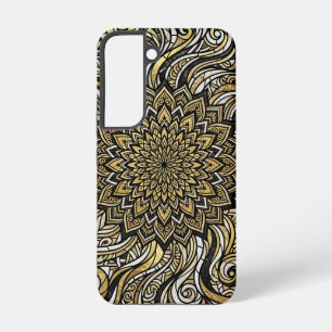 Coque Samsung Galaxy Étui Samsung Cercle Mandala Abstrait Or