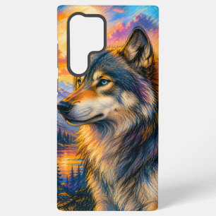 Coque Samsung Galaxy Étui Samsung Coucher de soleil loup vibrant