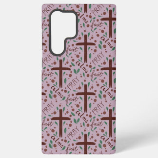 Coque Samsung Galaxy Étui Samsung Croix et Roses de Carême Dessinés à l