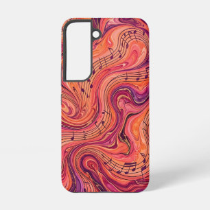 Coque Samsung Galaxy Étui Samsung Orange Coucher de Soleil Musical Abst