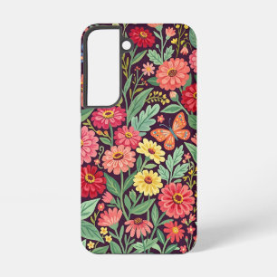 Coque Samsung Galaxy Étui Samsung pour jardin de papillons Zinnia abstr