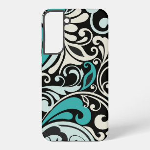 Coque Samsung Galaxy Étui Turquoise Floral Swirls pour Samsung S22
