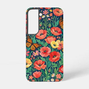 Coque Samsung Galaxy Étuis Samsung Coquelicots Papillons Abstraits