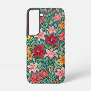 Coque Samsung Galaxy Étuis Samsung Fleurs de Lys et Papillons Aquarelle