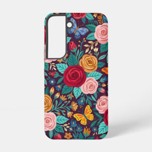 Coque Samsung Galaxy Étuis Samsung Roses Papillons Art Populaire Abstra