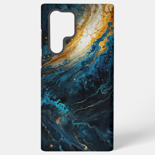 Coque Samsung Galaxy Explosion cosmique Abstrait bleu et or
