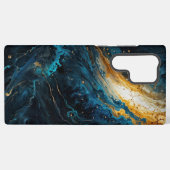 Coque Samsung Galaxy Explosion cosmique Abstrait bleu et or (Verso Horizontal)
