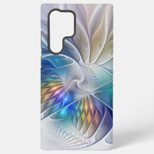 Coque Samsung Galaxy Fantaisie florale, fleur fractale abstraite coloré