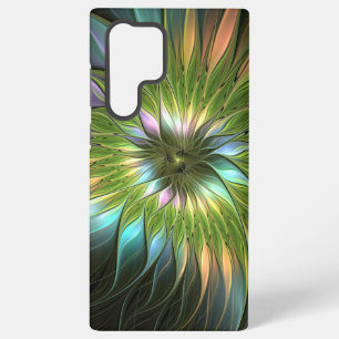 Coque Samsung Galaxy Fantaisie florale fractale de couleur lumineuse