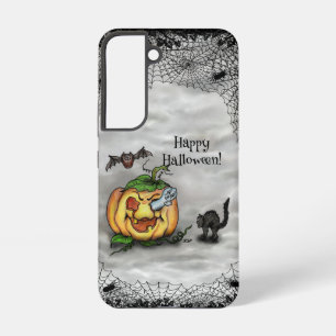 Coque Samsung Galaxy Fantôme, Chat, Chat et Citrouille, Bonne Halloween