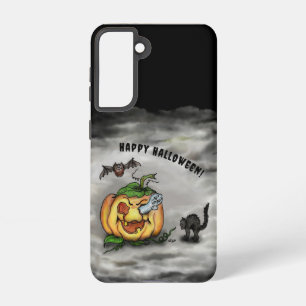 Coque Samsung Galaxy Fantôme, Chat, Chat et Citrouille, Bonne Halloween