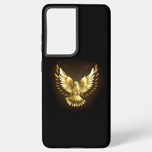 Coque Samsung Galaxy Faux Gold Foil Peace Dove en noir (Verso)