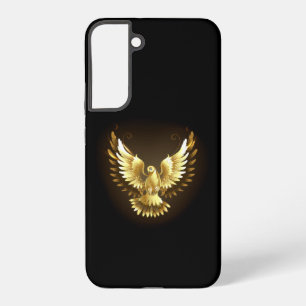 Coque Samsung Galaxy Faux Gold Foil Peace Dove en noir