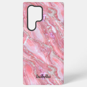Coque Samsung Galaxy Faux Marbre Rose Texture Avec Parties scintillant 