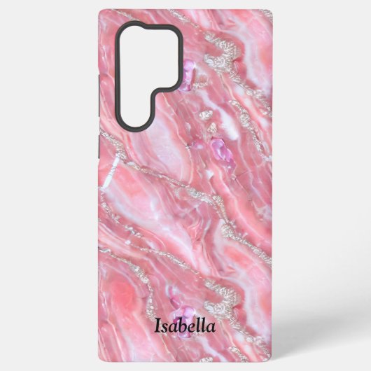 Coque Samsung Galaxy Faux Marbre Rose Texture Avec Parties scintillant (Verso)