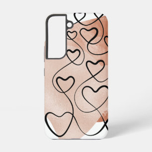 Coque Samsung Galaxy Faux Rose Gold Foil et Black Hearts