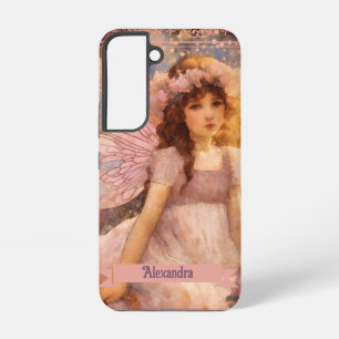 Coque Samsung Galaxy Fée Fantaisiste dans un Jardin Floral Rose de Rêve
