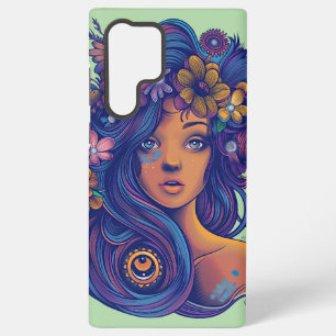 Coque Samsung Galaxy Femme Fantastique Boho aux Cheveux Floraux