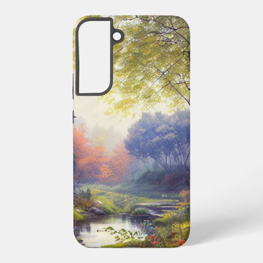 Coque Samsung Galaxy Ferme/cours d'eau/bois/peinture (Verso)