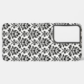 Coque Samsung Galaxy Feuille Damask Patte noir sur blanc (Côté gauche)