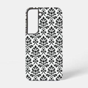 Coque Samsung Galaxy Feuille Damask Patte noir sur blanc