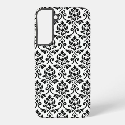 Coque Samsung Galaxy Feuille Damask Patte noir sur blanc (Verso)