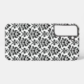 Coque Samsung Galaxy Feuille Damask Patte noir sur blanc (Verso Horizontal)
