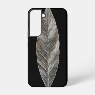 Coque Samsung Galaxy Feuille de squelette blanc Veine d'or - Ultra étro