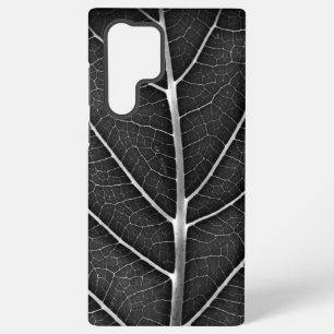 Coque Samsung Galaxy Feuille lumineuse noir et blanc en gros plan
