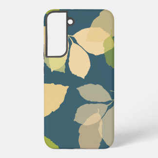 Coque Samsung Galaxy Feuilles d'automne modernes sur fond sarcelle