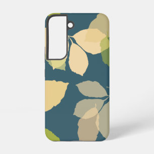 Coque Samsung Galaxy Feuilles d'automne modernes sur fond sarcelle