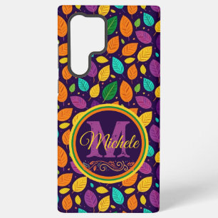 Coque Samsung Galaxy Feuilles d'automne monogrammes dynamiques