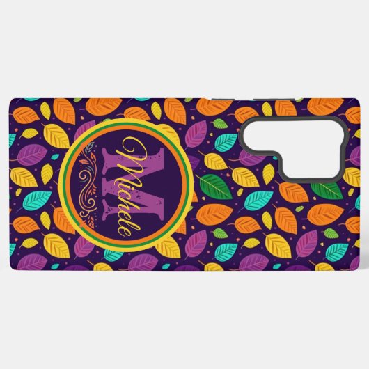 Coque Samsung Galaxy Feuilles d'automne monogrammes dynamiques (Verso Horizontal)