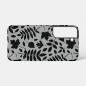 Coque Samsung Galaxy Feuilles tombés Lg Motif noir sur gris (Verso Horizontal)