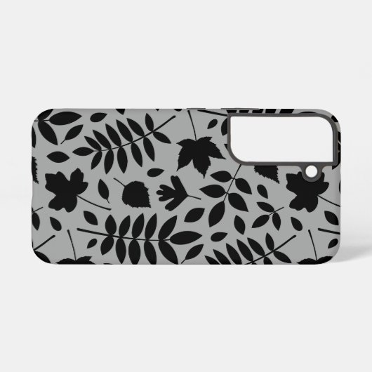 Coque Samsung Galaxy Feuilles tombés Lg Motif noir sur gris (Verso Horizontal)