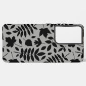 Coque Samsung Galaxy Feuilles tombés Lg Motif noir sur gris (Verso Horizontal)