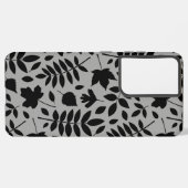 Coque Samsung Galaxy Feuilles tombés Lg Motif noir sur gris (Côté gauche)