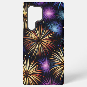 Coque Samsung Galaxy Feux d'artifice et cœurs motif répétitif