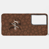 Coque Samsung Galaxy Fèves de café Brown Imprimer Monogramme Nom Téléph (Côté gauche)
